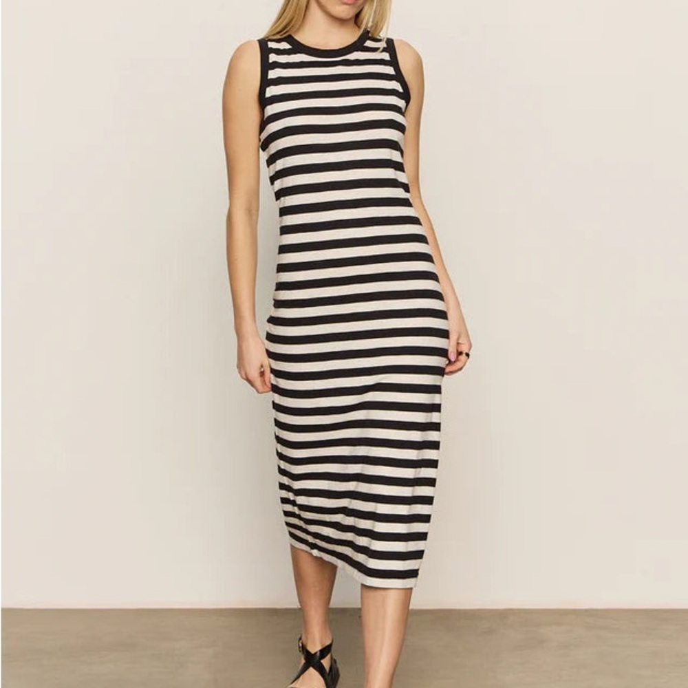 Sanctuary Contrast Trim Maxi Dress Black Macrame Stripe - Picture 4 of 4